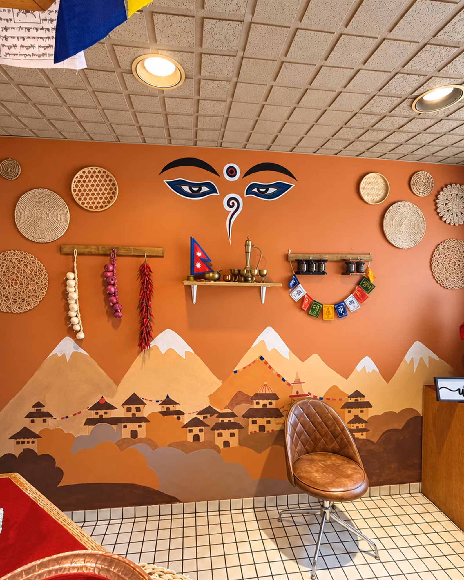 The Himalayan mountain mural in our dining room
